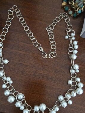 Pearl Accent Silver-Tone Chain Necklace - Women Jewelry